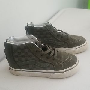 Dark green checker high top vans